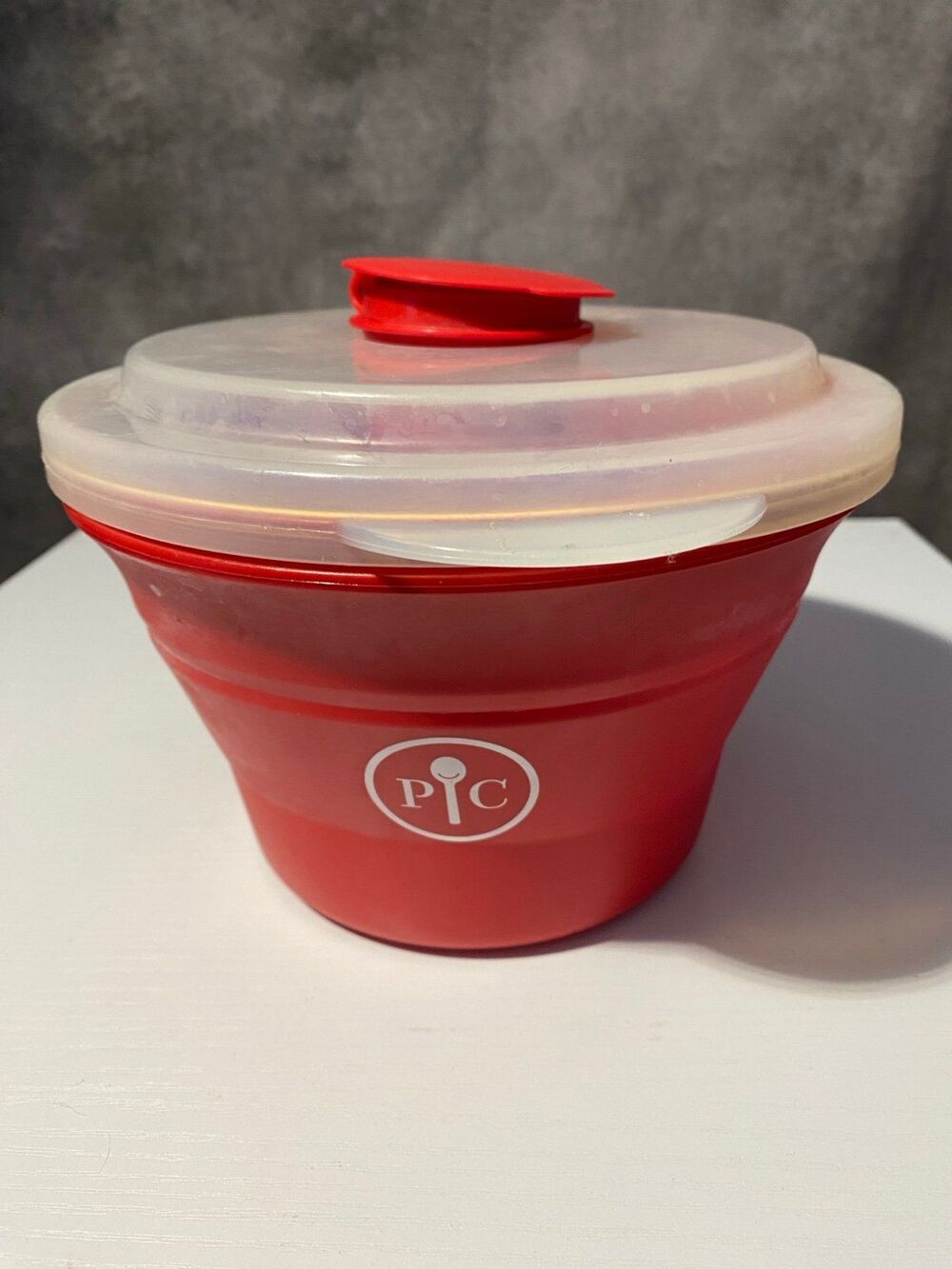 Pampered Chef Red Silicone Microwave Popcorn Maker Bowl #1457